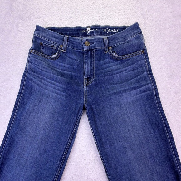 7 For All Mankind Jeans Womens 30x34 Flare Bootcut 'A'‎ Pocket Dark Distressed - Picture 2 of 8